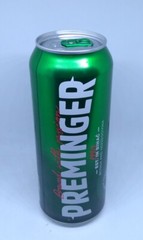 Empty 2020 Preminger Lager Beer can; 500 ml/16.9 fl oz; BOTTOM opened (Bosnia)