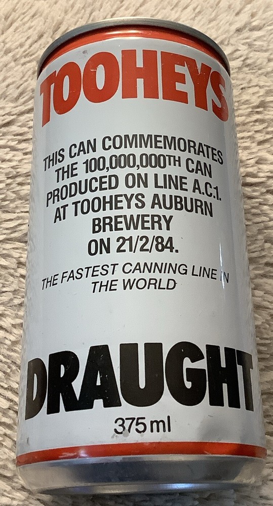 Tooheys DRAUGHT COMMEMORATES 100,000,000TH BEER CAN AUSTRALIA 375 ml
