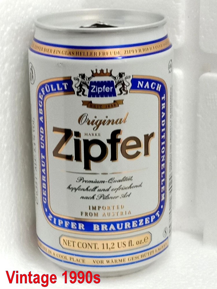 ZIPFER Vintage Empty Beer Can 330ml Austria 1994 Top Open Collectible