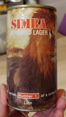 Simba imported Lager Beer Can, African Wildlife Series LION #1, Swaziland empty