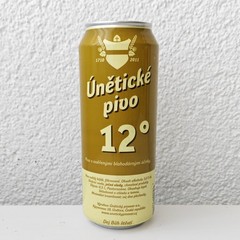 Empty 2022 Únětické pivo 12° Beer can; 500 ml/16.9 fl oz BOTTOM (Czech Republic)
