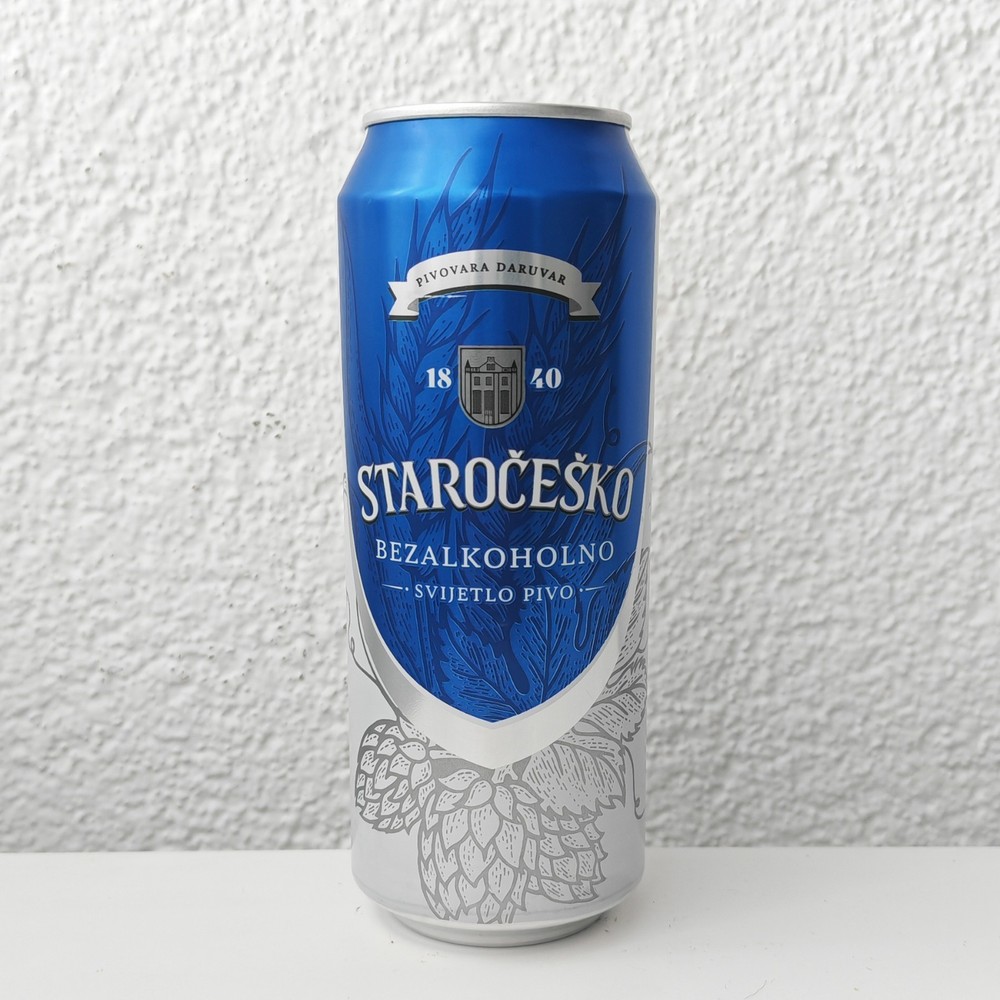 Empty 2025 Staročeško Non-Alcoholic Beer can; 500 ml/16.9 fl oz BOTTOM (Croatia)