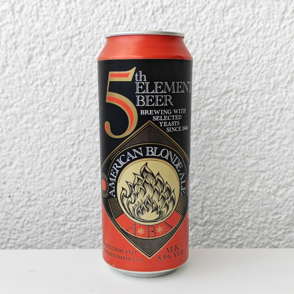 Empty 2021 Ed 5th Element ABA Beer can; 500 ml/16.9 fl oz; TOP opened (Croatia)