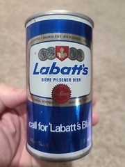 Labatt’s Blue 12 oz. Straight Steel Beer Can Push Tabs Intact
