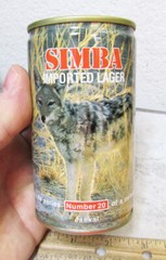 Simba imported Lager Beer Can, African Wildlife Series Jackal #20, Swaziland