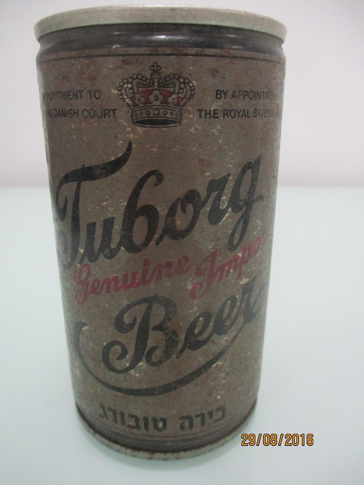 Tuborg beer : a 330 ml empty tin can, Denmark , export to Israel, May, 1982.