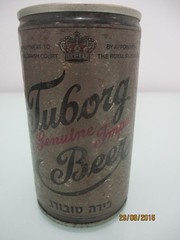 Tuborg beer : a 330 ml empty tin can, Denmark , export to Israel, May, 1982.