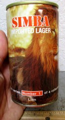 Simba imported Lager Beer Can, African Wildlife Series LION #1, Swaziland