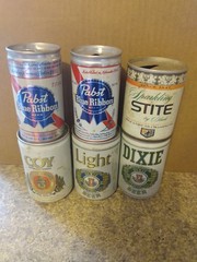 6 Different 8oz & 10oz Aluminum Beer Cans Pabst,Dixie,Coy,Stite