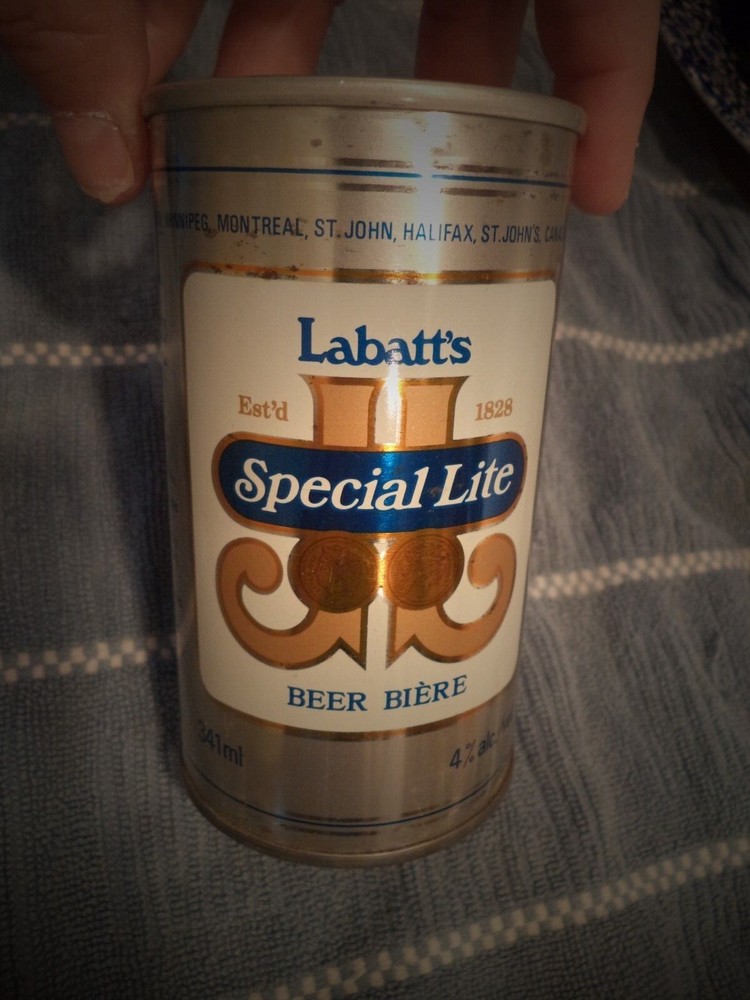 LABATTS SPECIAL LITE BIERE BEER STRAIGHT EDGE STEEL CAN 9 CITIES CANADA CIRCLES