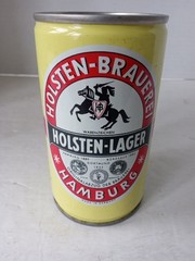 HOLSTEN LAGER Beer Can 11 oz. Steel Pull Tab HAMBURG Germany AGENT STAMP