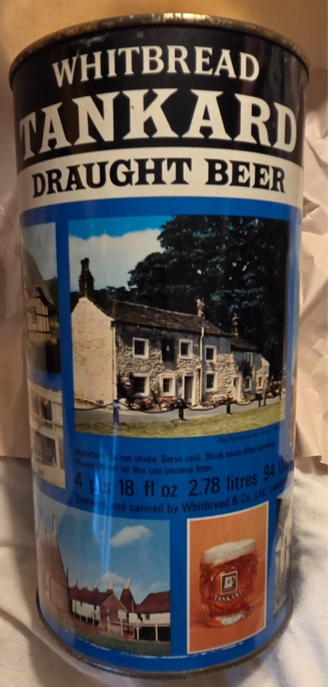 Whitbread Draught Tankard Beer Can -UK – Steel – 96bOz – 2.78 Litre @1970’s