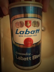 LABATT’S BLEU BIERE BEER 12 OZ STRAIGHT EDGE STEEL CAN MONTREAL QUEBEC, CANADA