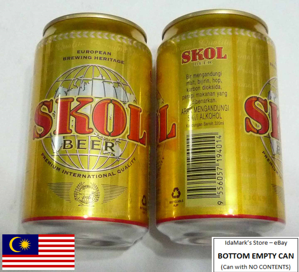 EMPTY – SKOL BEER can MALAYSIA 330ml Brew NEW Carlsberg Asia 2010 Collect MY