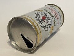 Alpirsbacher Pilsner empty beer can, straight steel, Germany, OI on lid