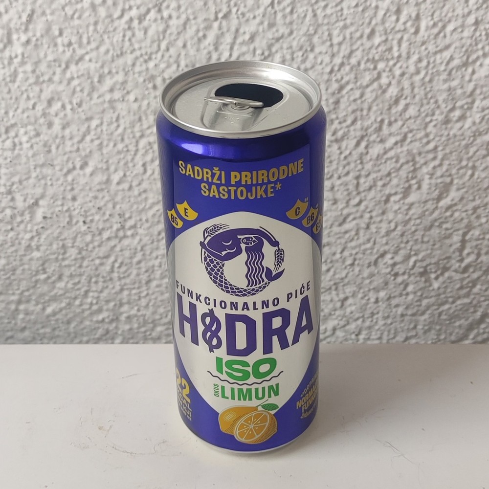 Empty 2024 Hidra ISO Lemon can; 330 ml/11.2 fl oz TOP (Zagreb Brewery, Croatia)