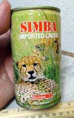 Simba imported Lager Beer Can, African Wildlife CHEETAH #7 Swaziland, nice decor