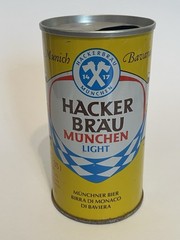 Hacker Brau Light empty beer can, straight steel, Germany
