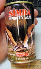 Simba imported Lager Beer Can, African Wildlife Series SPRINGBUCK #5, Swaziland