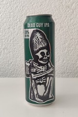 Empty Rogue Dead Guy IPA Beer can; 568 ml / 19 fl oz; BOTTOM opened (USA)