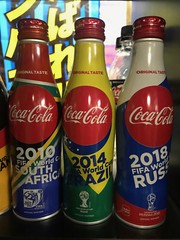 Japan COKE aluminum bottle 2018 FIFA WORLD CUP x6 TOP-SEALED set EMPTY less post