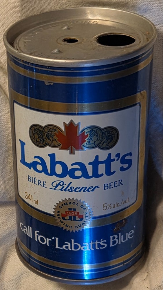 Labatt’s Blue Beer Can – Canada – 341 ml – (about 12 Oz) – Button Top @1973