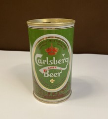 CARLSBERG LAGER STRAIGHT EDGE STEEL 12 OZ BEER CAN COPENHAGEN O’KEEFE LTD 1970s