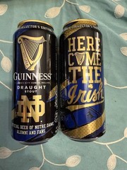 2025 14.9 OUNCE GUINNESS NOTRE DAME BOTTOM OPENED BEER CAN LOT of TWO RARE