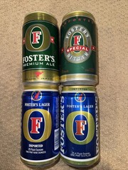 Vintage Lot Of 4 Foster’s Lager, Premium Ale, Special Bitter 25 Oz Cans Empty