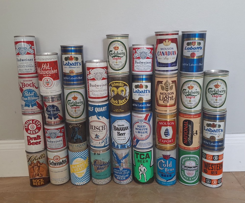 Vintage Beer Can Collection Lot Of 34 EMPTY Cans