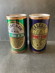 Beer Cans , 2x Vintage Steel , Cascade Stout & D -Beer