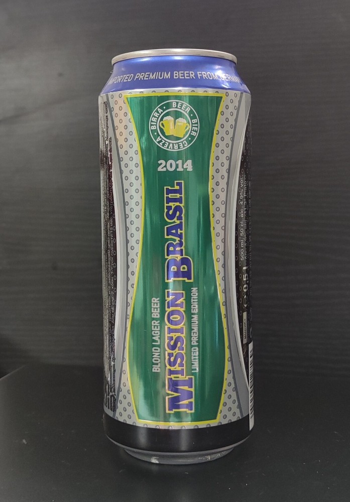 Empty FIFA World Cup Brasil 2014 Ed “Mission Brasil” Beer can TOP opened; 500 ml