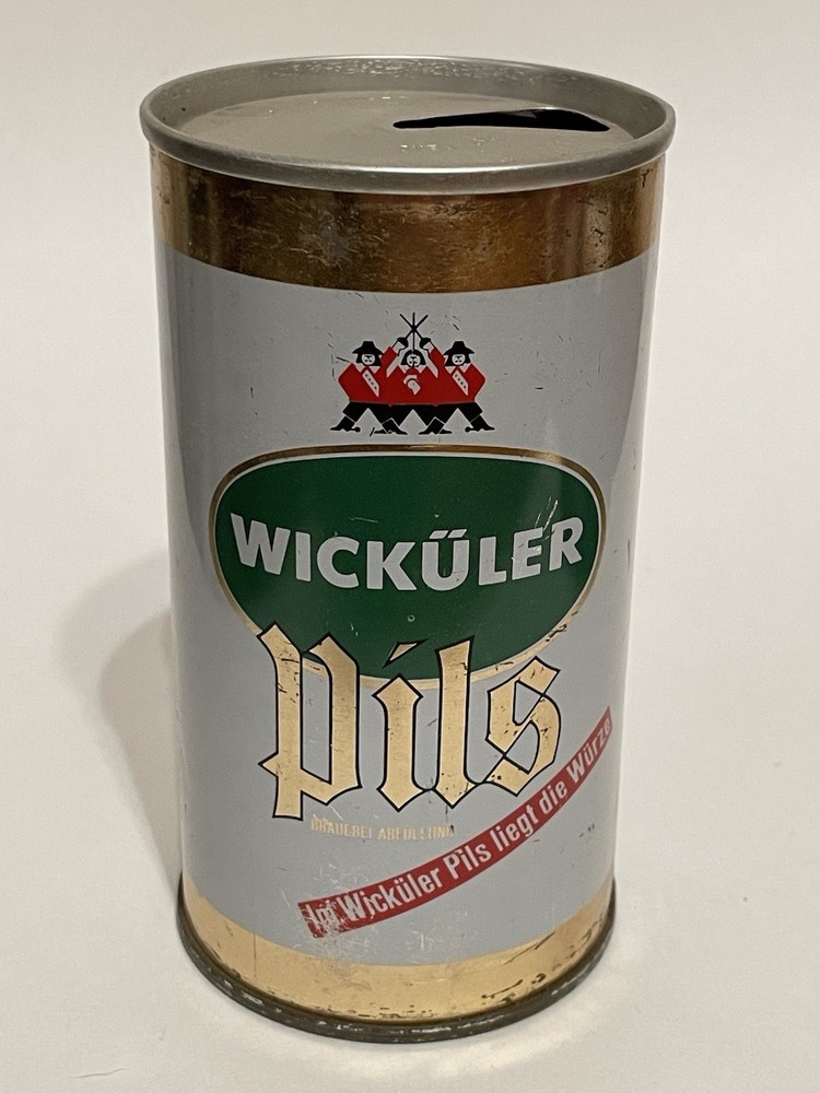 Wickuler Pils empty beer can, straight steel, Germany, OI on lid