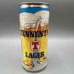 Tennent’s Girls Lager Beer Marie Paper Label Can 15.5oz Closed Top Bottom Opened