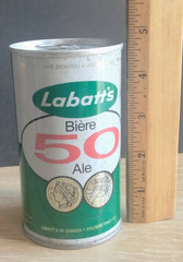 Vtg. LABATT BIERE 50 ALE 12 OZ PULL TAB EMPTY BEER CAN & KEYCHAIN BOTTLE OPENER