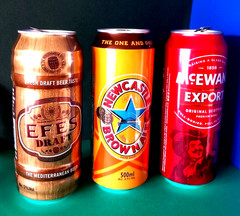 SET x 3 BEER EMPTY CANS TURKEY SCOTLAND ENGLAND Mc EWANS SCOTTISH EFES NEWCASTLE