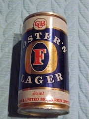 Blue/White/Red FOSTER’S LAGER BEER CAN Tab open TOP 12 oz empty STEEL
