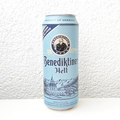 Empty 2022 Benediktiner Hell Beer can; 500 ml/16.9 fl oz; BOTTOM (Germany)