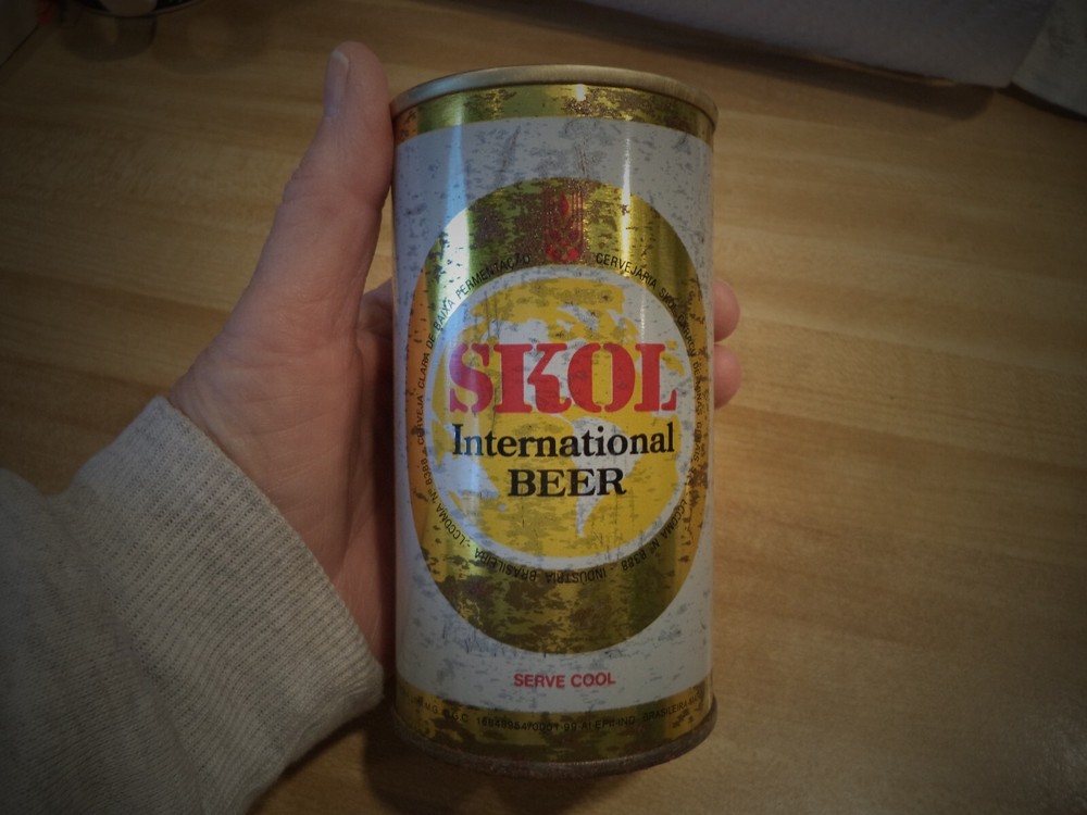 SKOL INTERNATIONAL BEER 355 ML STRAIGHT EDGE STEEL BEER CAN NOVA LIMA BRAZIL