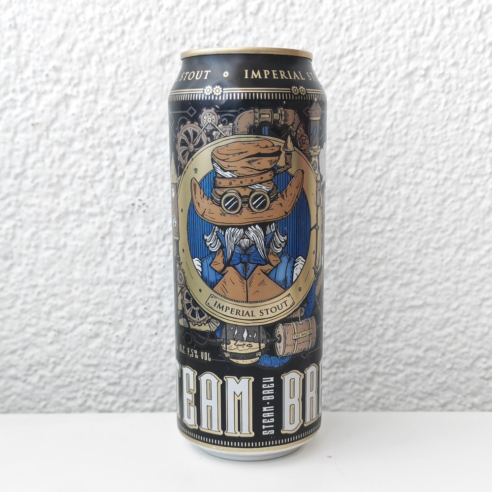 Empty Steam Brew Imperial Stout Beer can; 500 ml/16.9 fl oz; TOP (Germany)