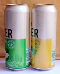 Empty Beer Cans LVIVSKE RADLER 480 ml. Ukraine 2023 Bottom Open! – 2 pcs. 🇺🇦